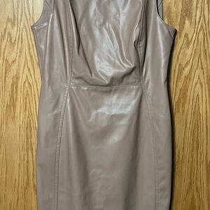 Calvin Klein Taupe Faux Leather Dress